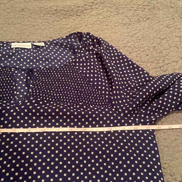 Liz Claiborne Blue Polka Dot Shirt Size Large - Picture 6 of 10